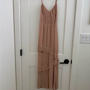 Reformation Tan Ruffled Dress